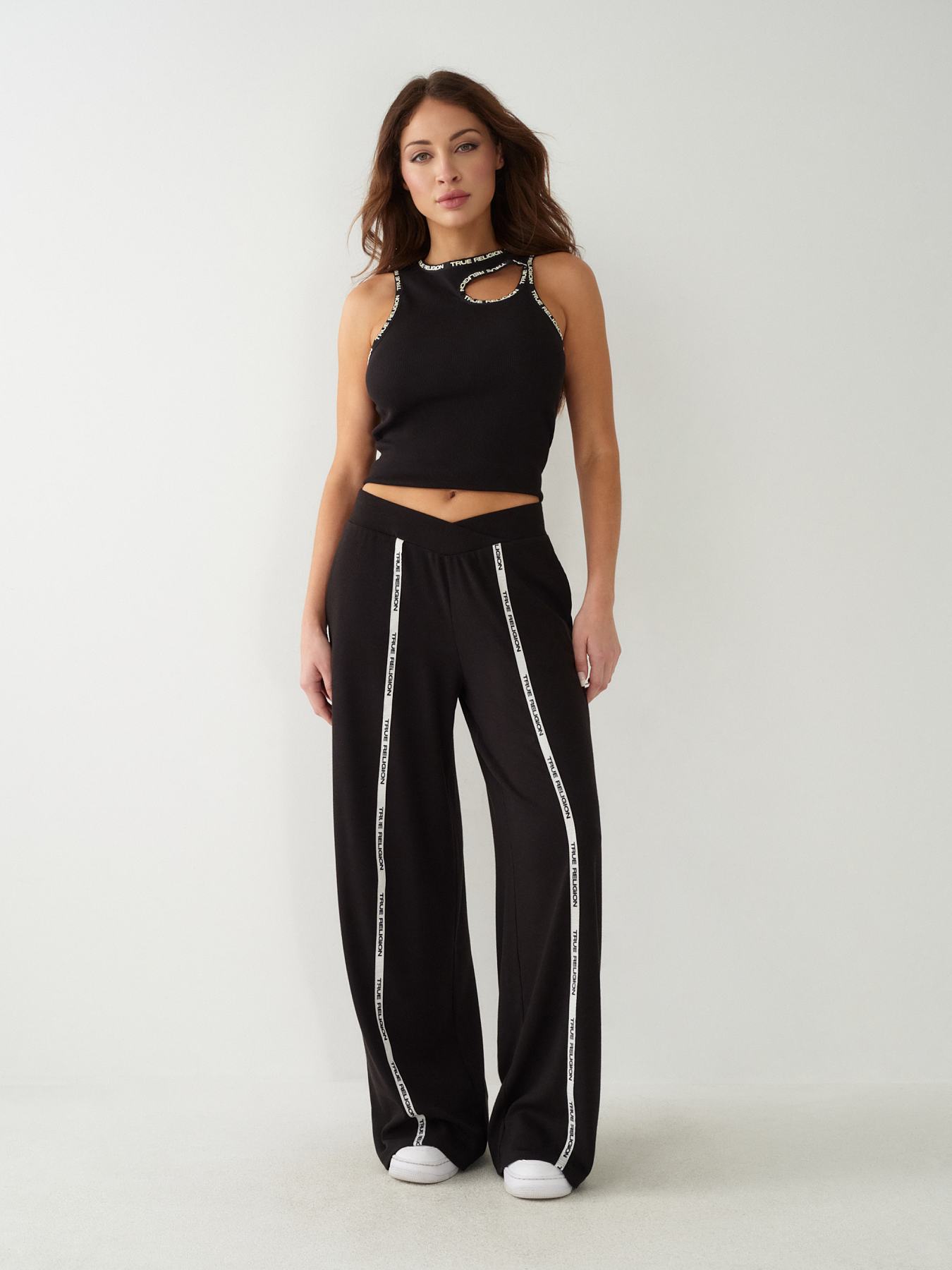 WIDE LEG LOGO TRIM JOGGER, image 1