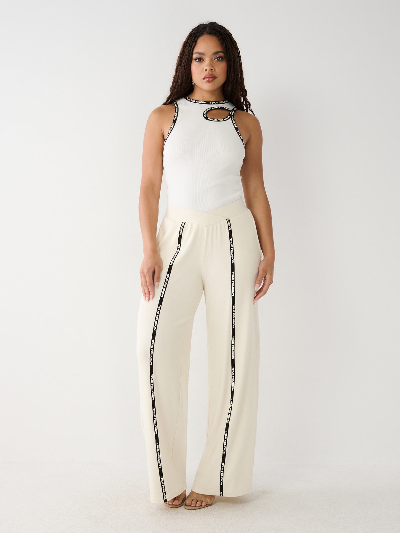 WIDE LEG LOGO TRIM JOGGER, image 1
