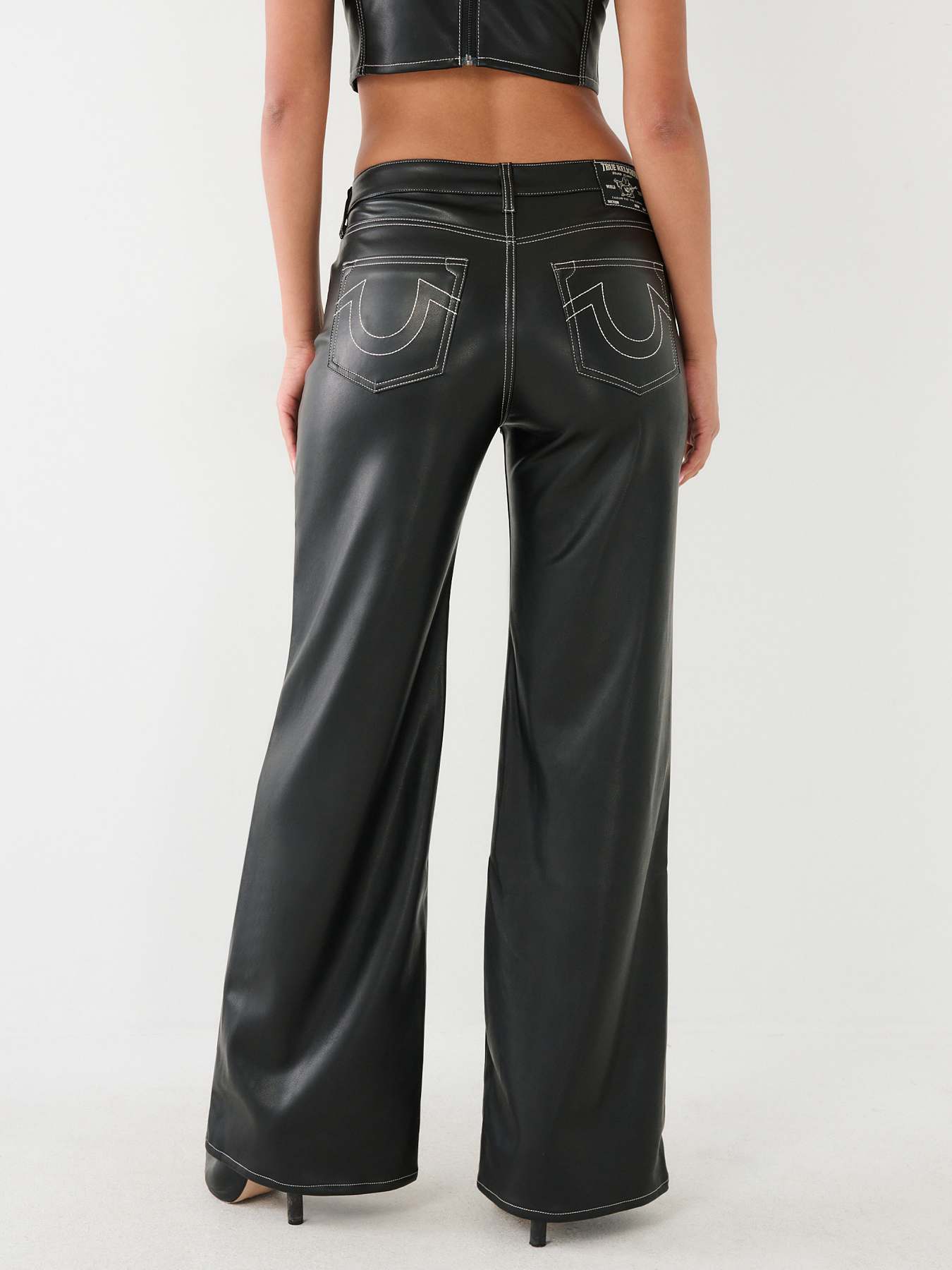 Evanthe Trousers - High Waisted Front Split Faux Leather Trousers