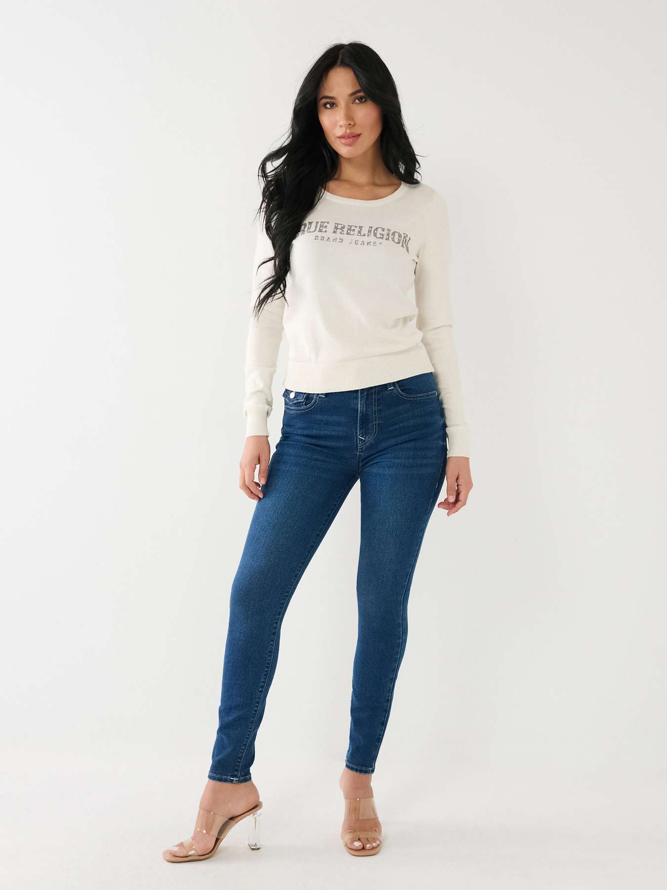 CRYSTAL TRUE RELIGION LOGO SWEATER, image 4