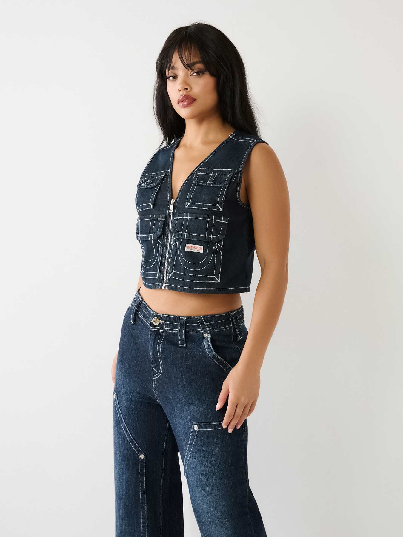 Cropped Utility Vest - Black