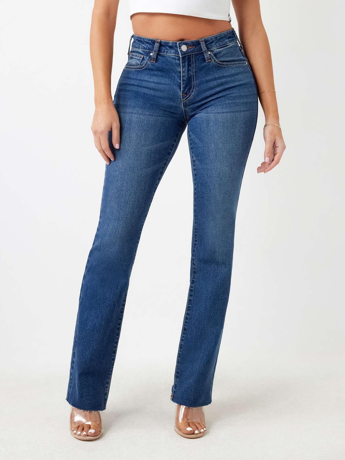 Bootcut women's slit-raw-hem jeans