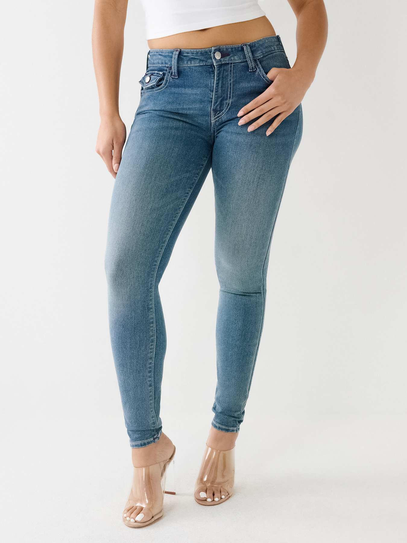 JEAN SKINNY COUPE GALB&Eacute;E MI-TAILLE &Agrave; COUTURES SIMPLES JENNIE, image 5