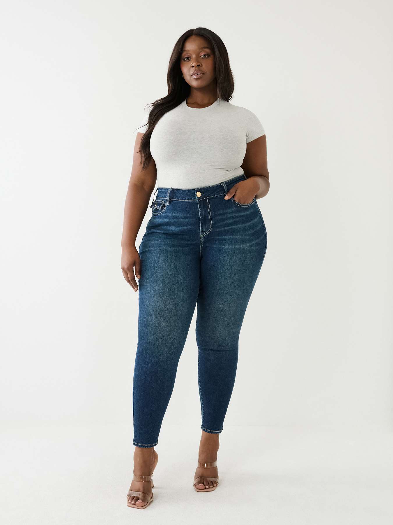  PLUS JENNIE MID RISE FLAP SKINNY JEAN, image 2