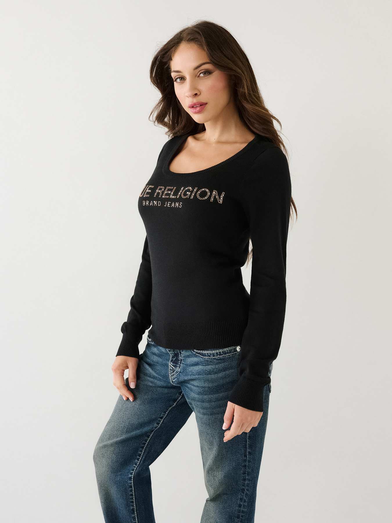 TRUE RELIGION CRYSTAL LOGO SWEATER