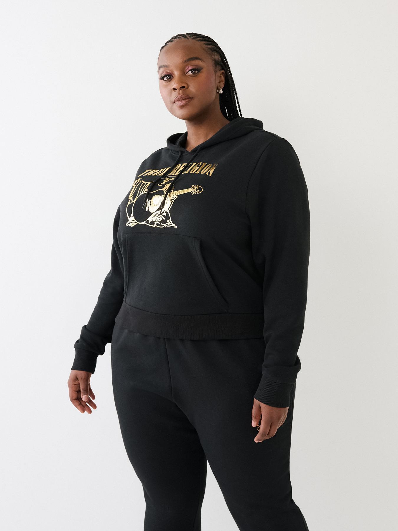 METALLIC BUDDHA LOGO FLEECE HOODIE