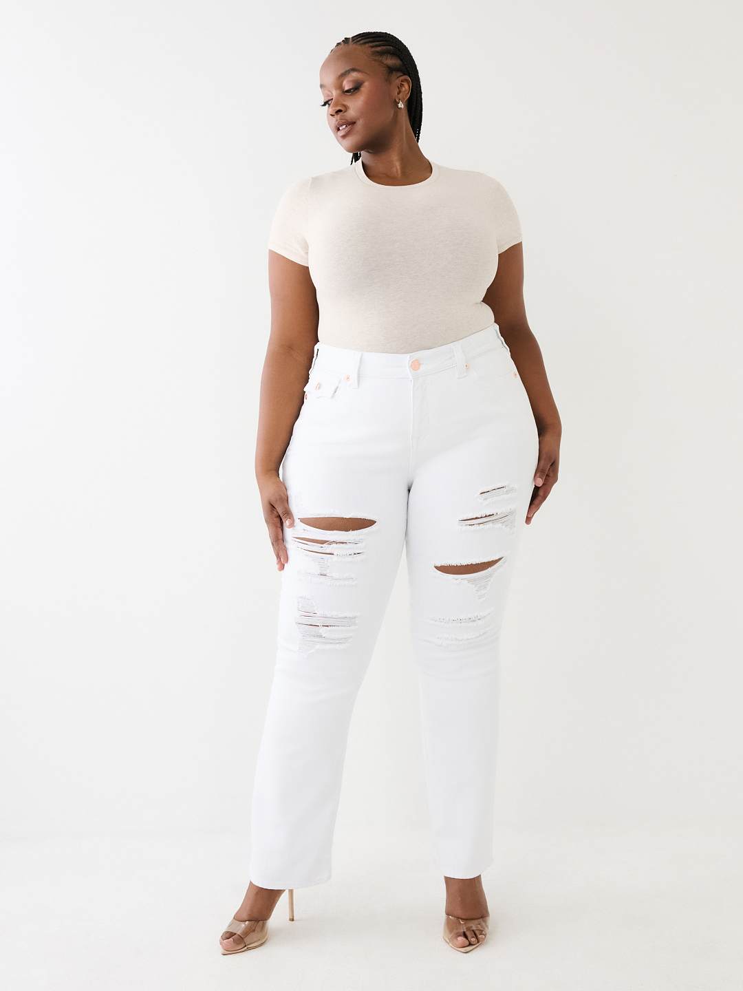 PLUS BECCA DISTRESSED BOOTCUT JEAN, image 1