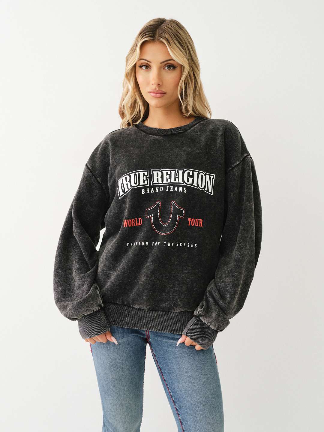 ACID WASH HORSESHOE SWEATSHIRT