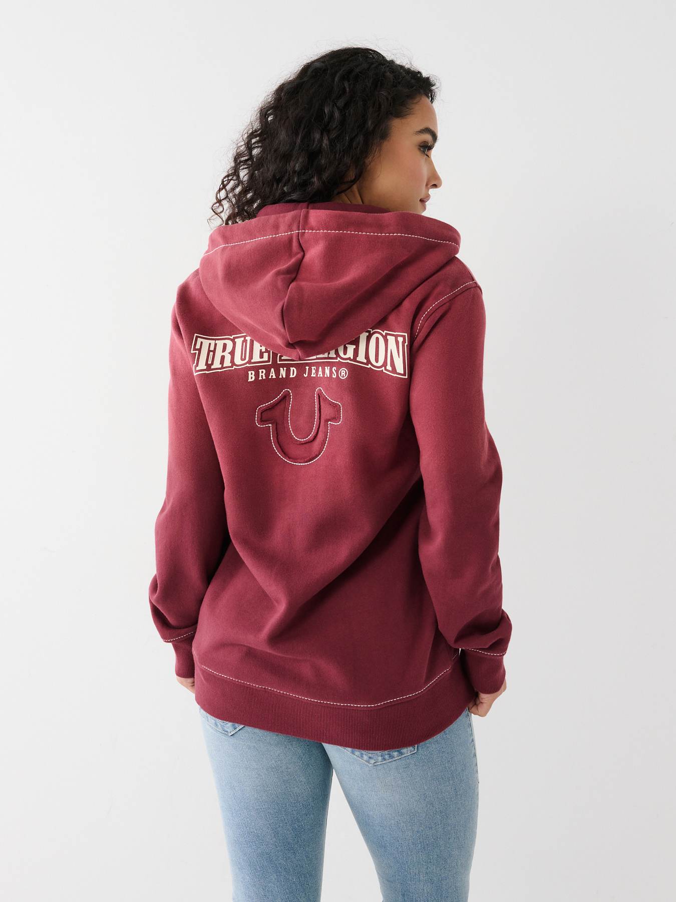 True religion shop burgundy hoodie