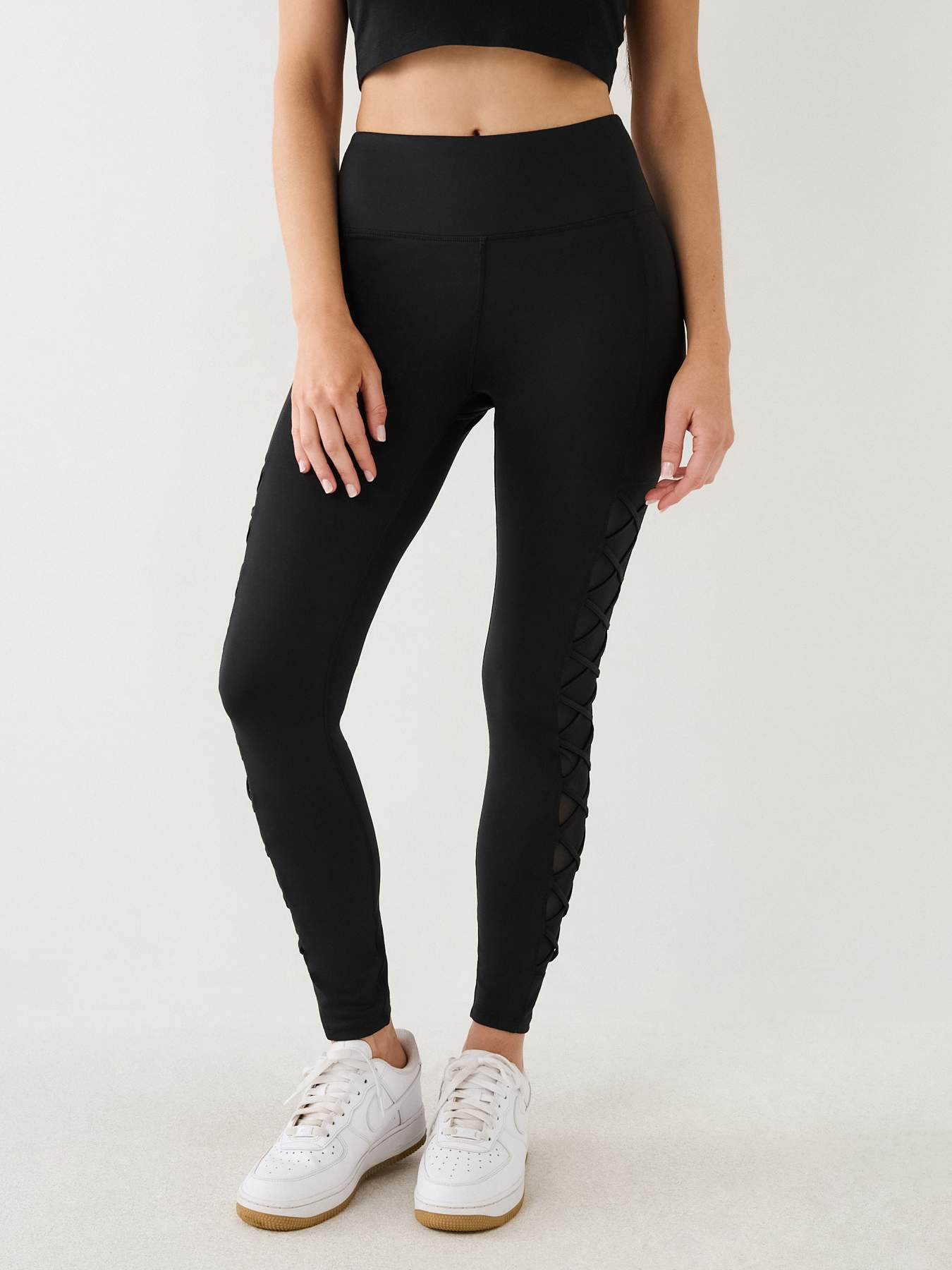 MESH LACE UP HIGH RISE LEGGING