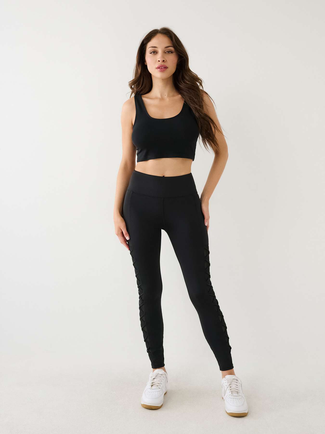 MESH LACE UP HIGH RISE LEGGING