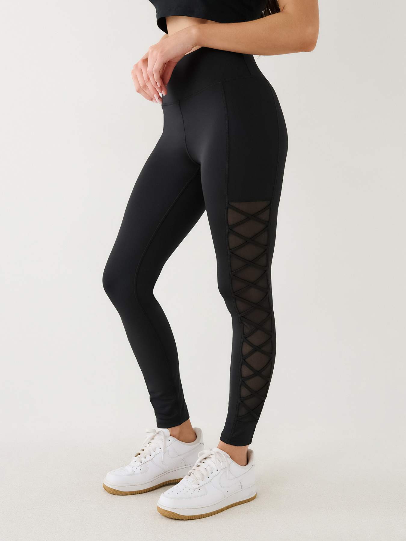 MESH LACE UP HIGH RISE LEGGING