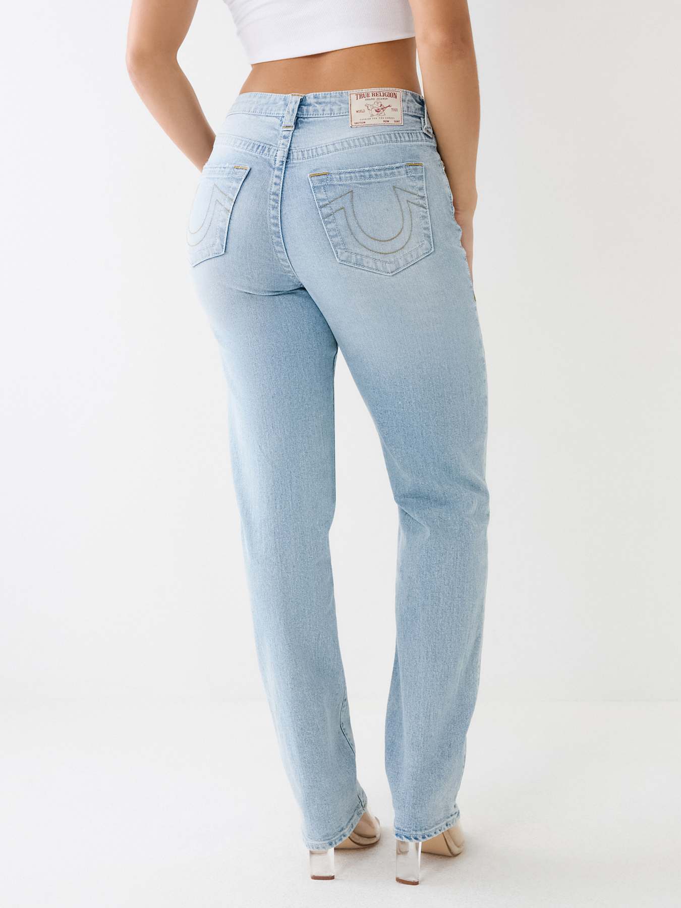 SARAH DISTRESSED HIGH RISE STRAIGHT JEAN