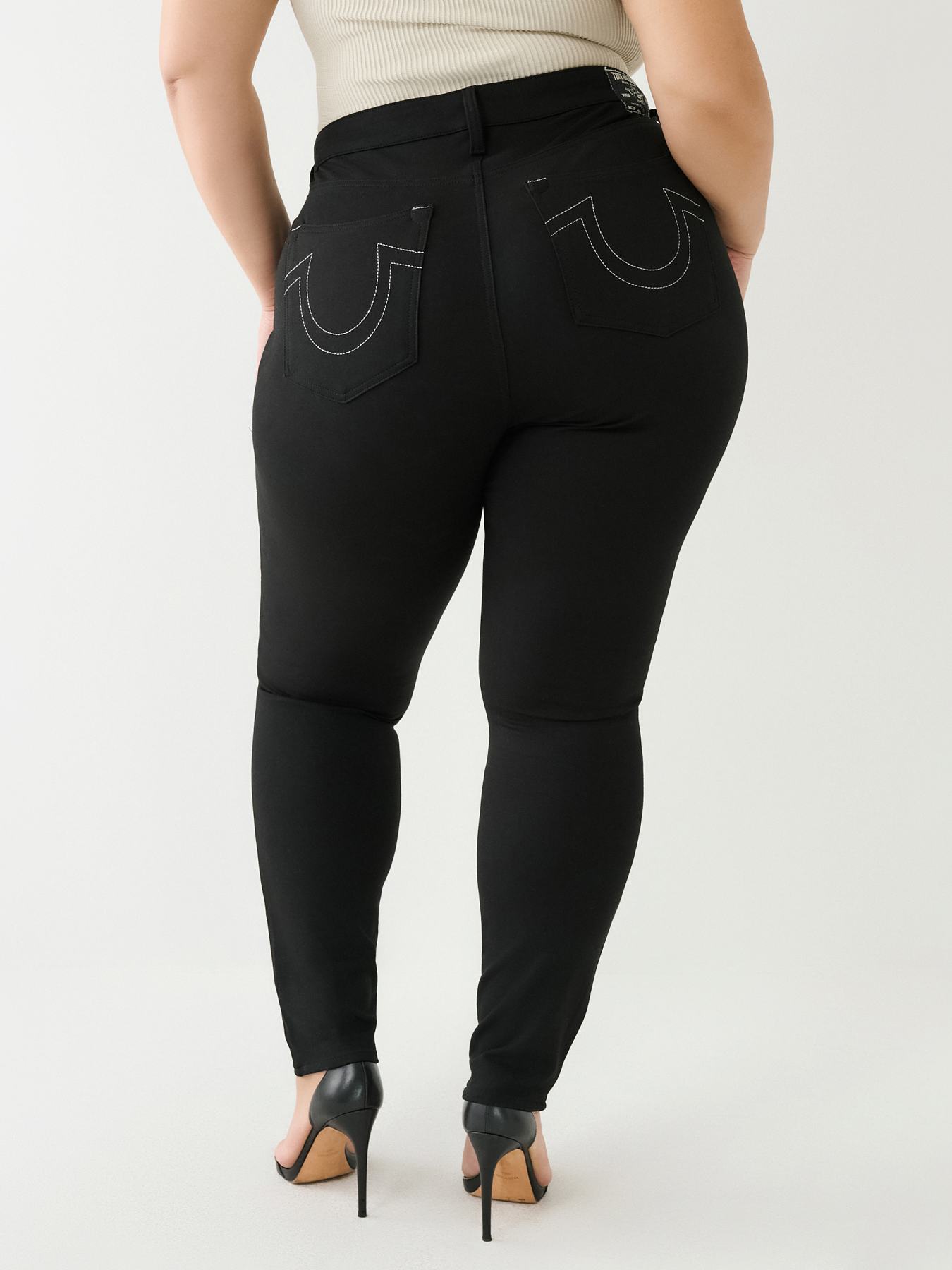 INC International Concepts Women's Curvy Ponte Skinny Pants Black Size 14