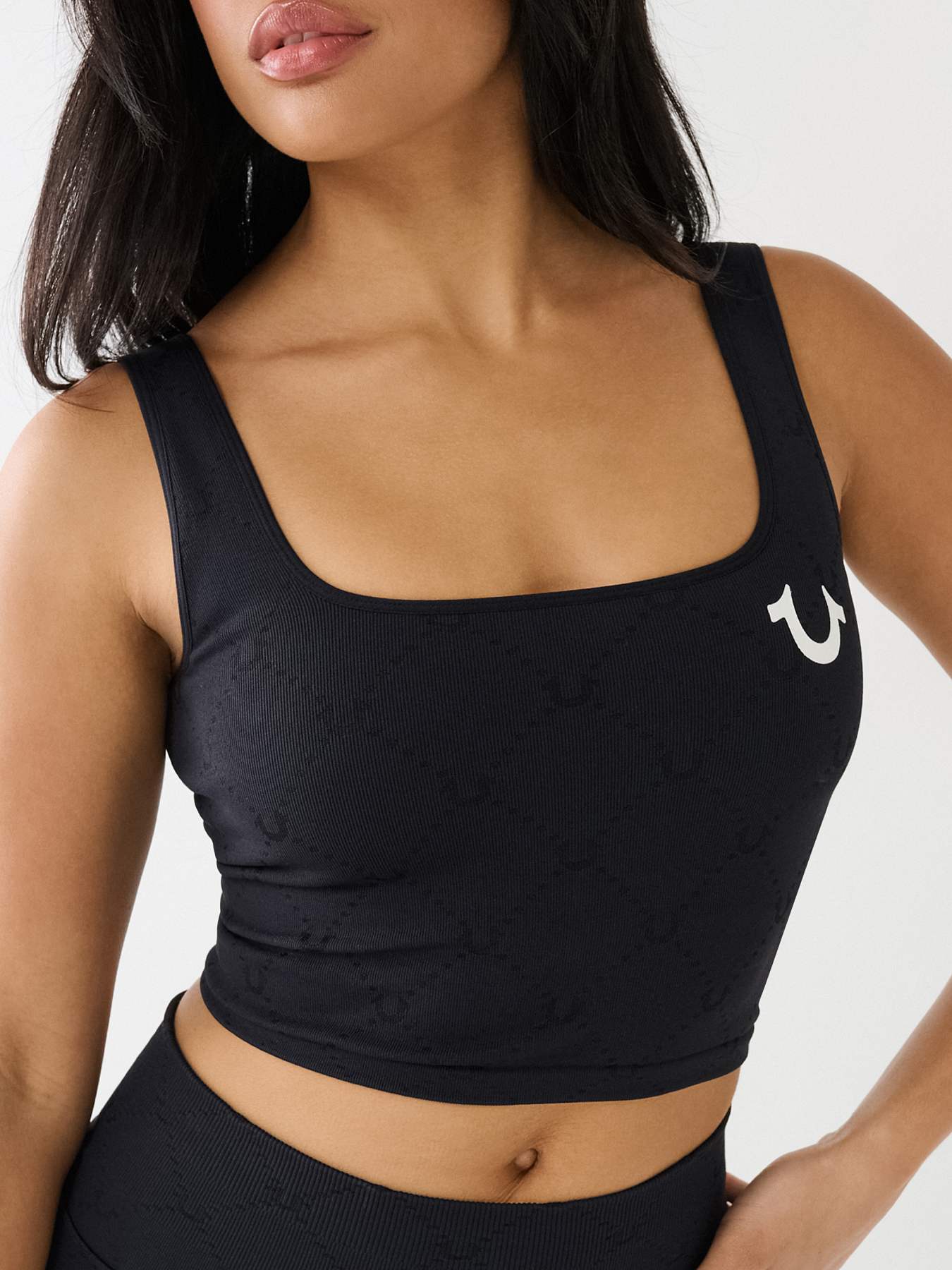 Branded Jacquard Sports Bra Top