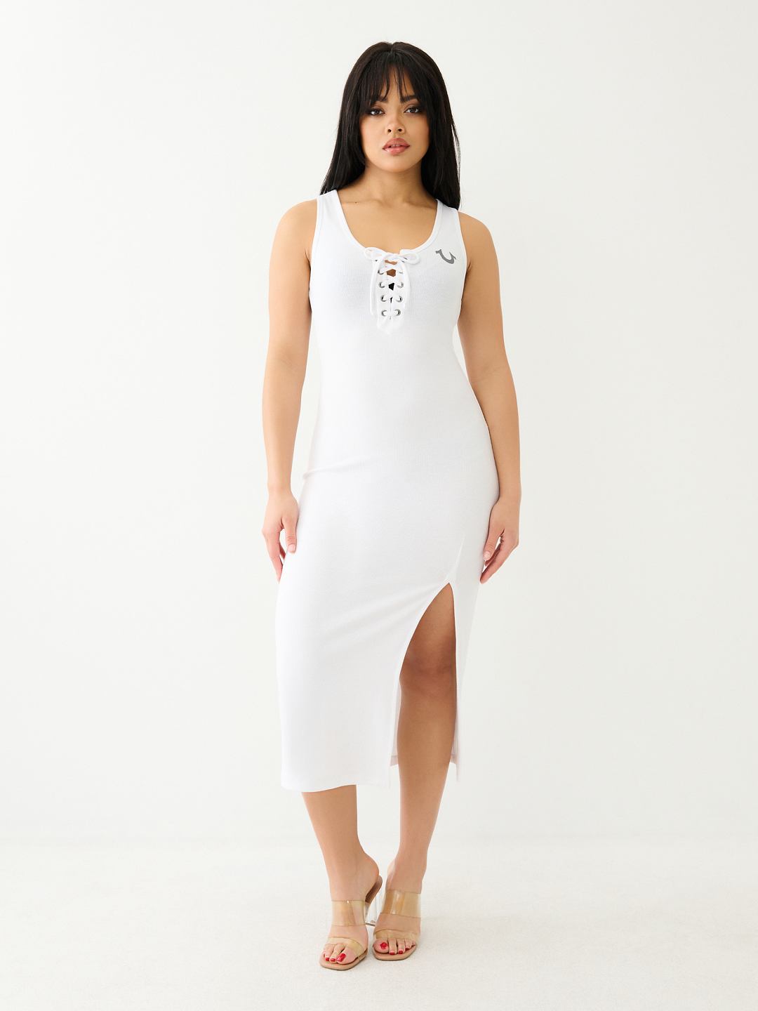 HORSESHOE LOGO LACE UP MIDI DRESS, image 4