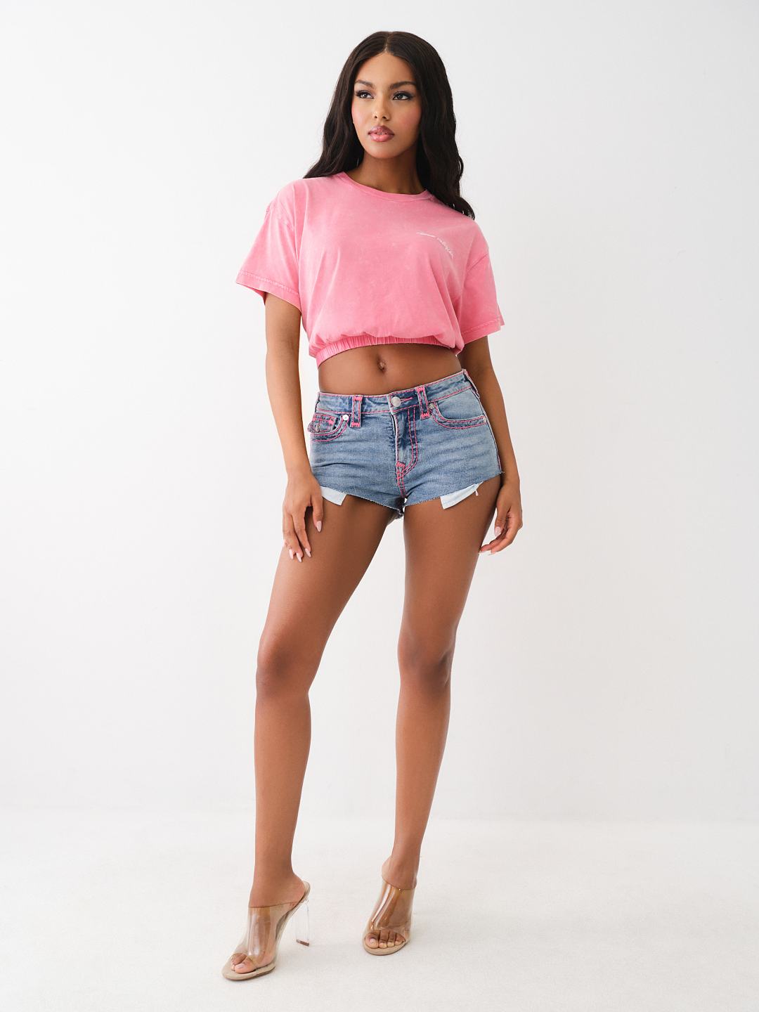 EMBROIDERED CROP BUBBLE TOP