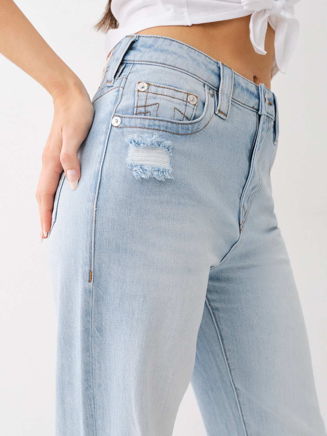 SARAH DISTRESSED HIGH RISE JEAN, image 4