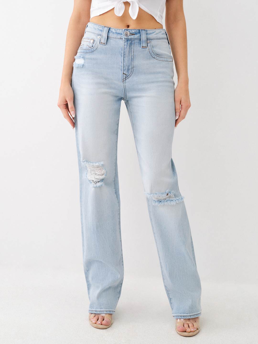SARAH DISTRESSED HIGH RISE JEAN, image 1