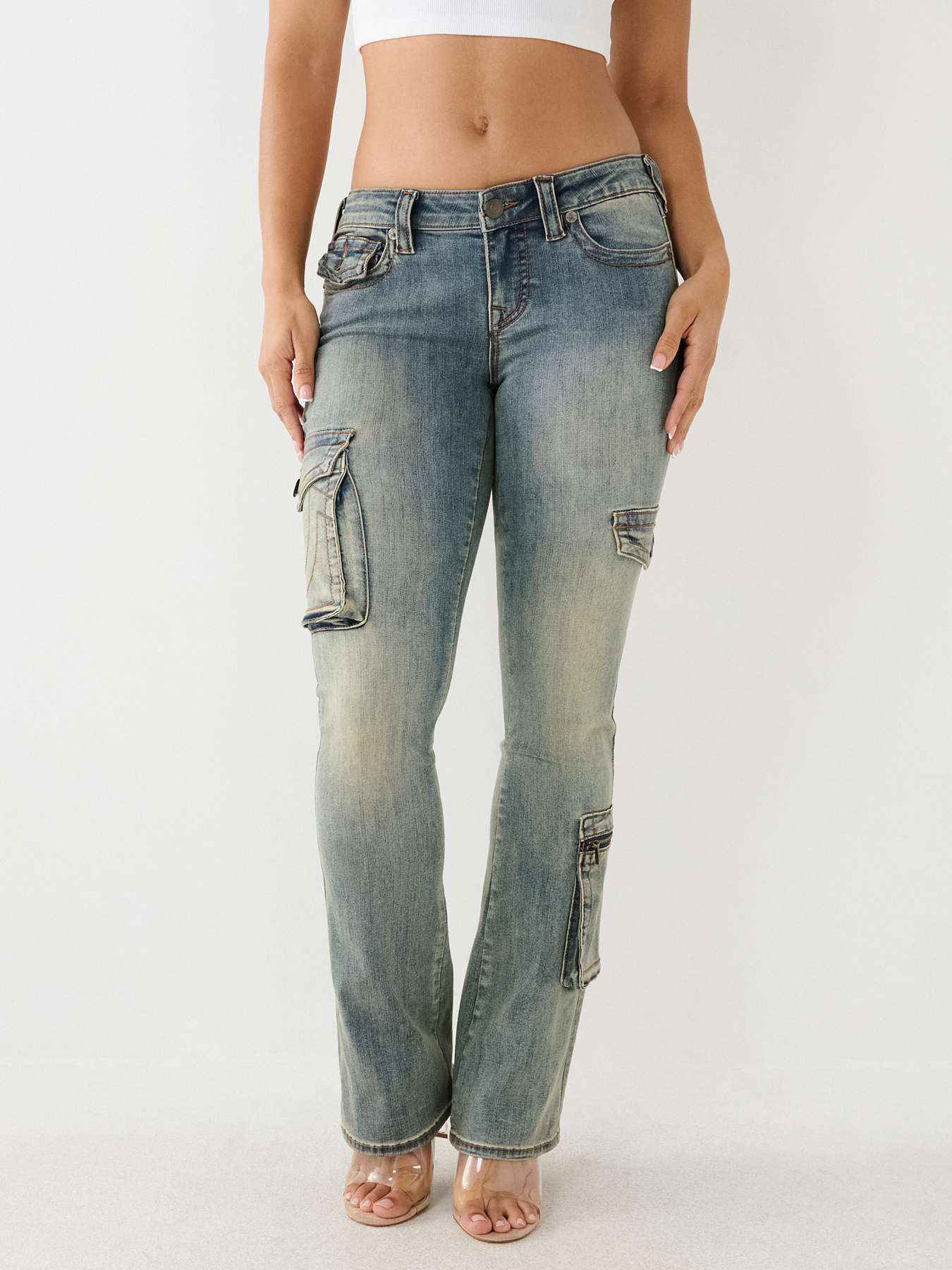 High-Rise Cargo Bootcut Jeans