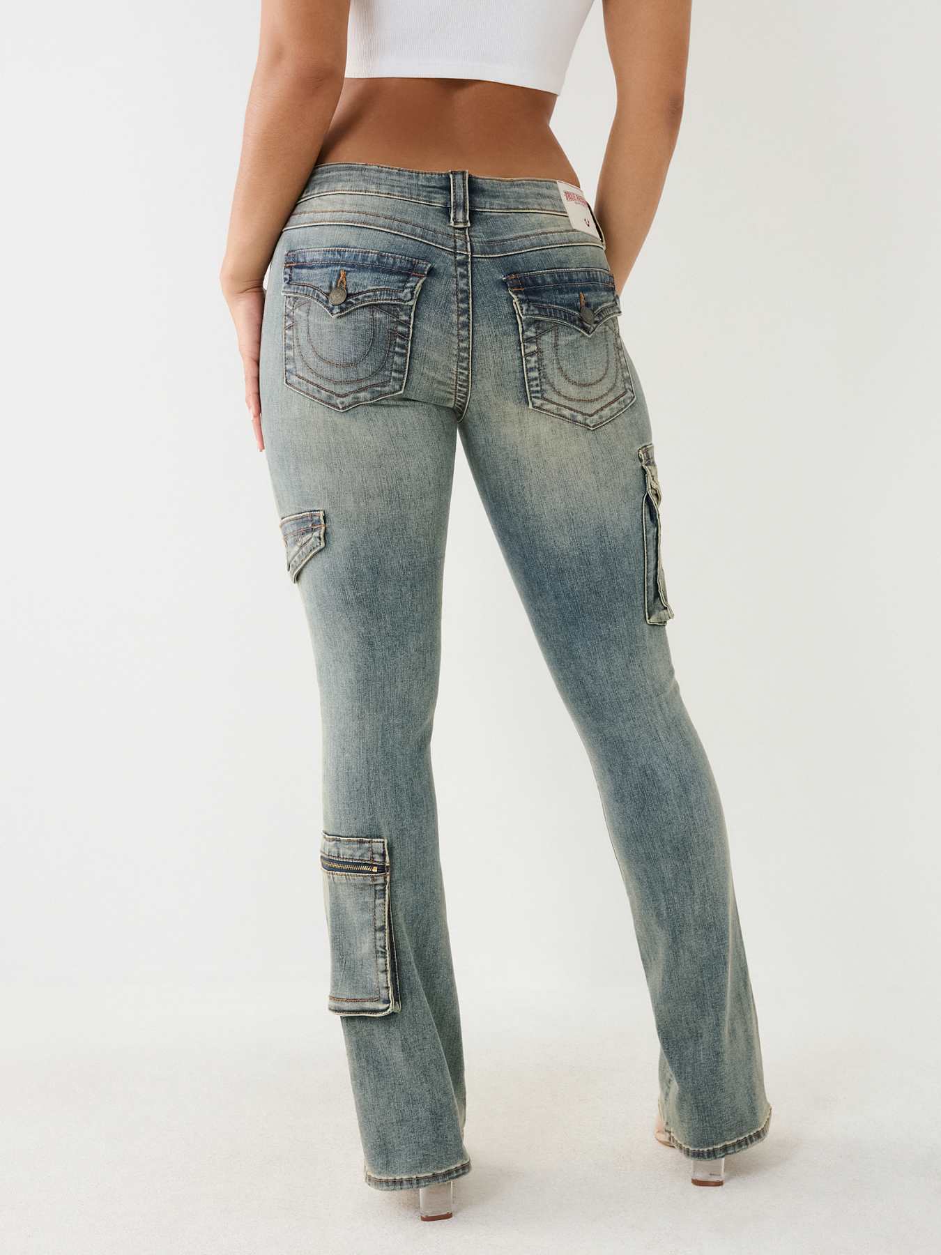 High-Rise Cargo Bootcut Jeans