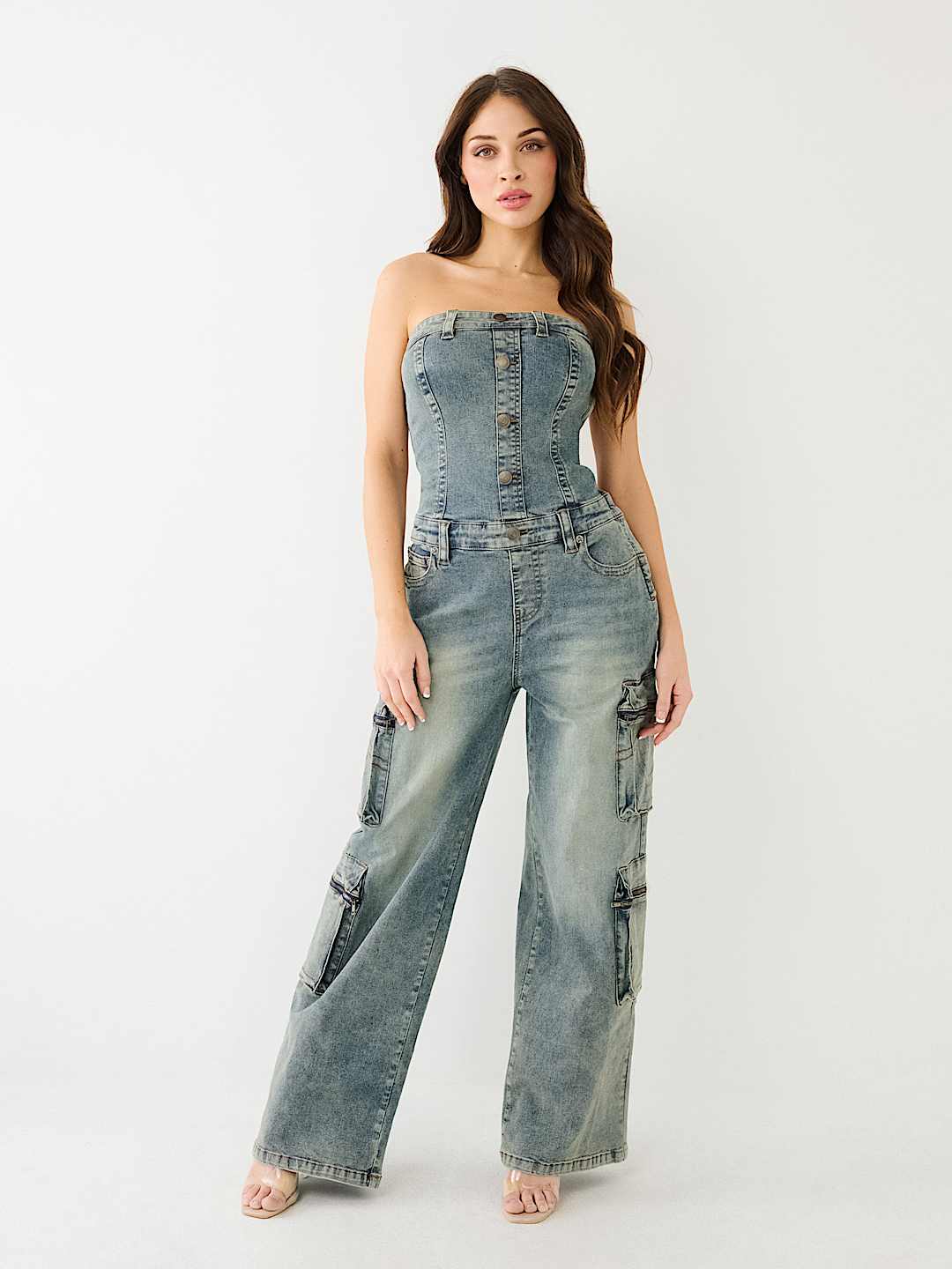 Denim tube jumpsuit online