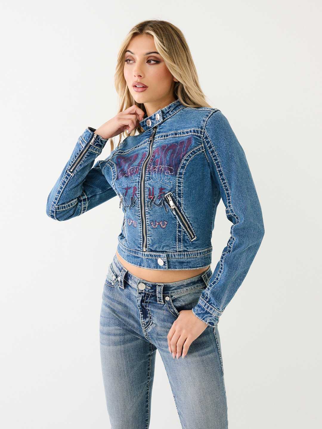 TRUE RELIGION CROP DENIM JACKET