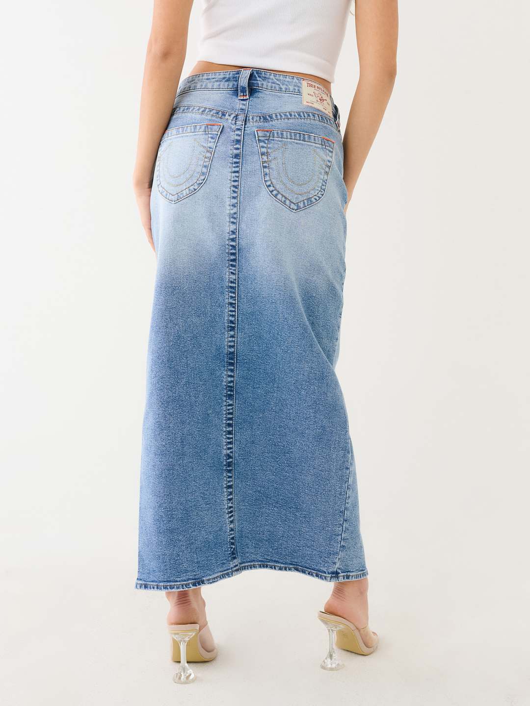 SLIT DENIM MAXI SKIRT