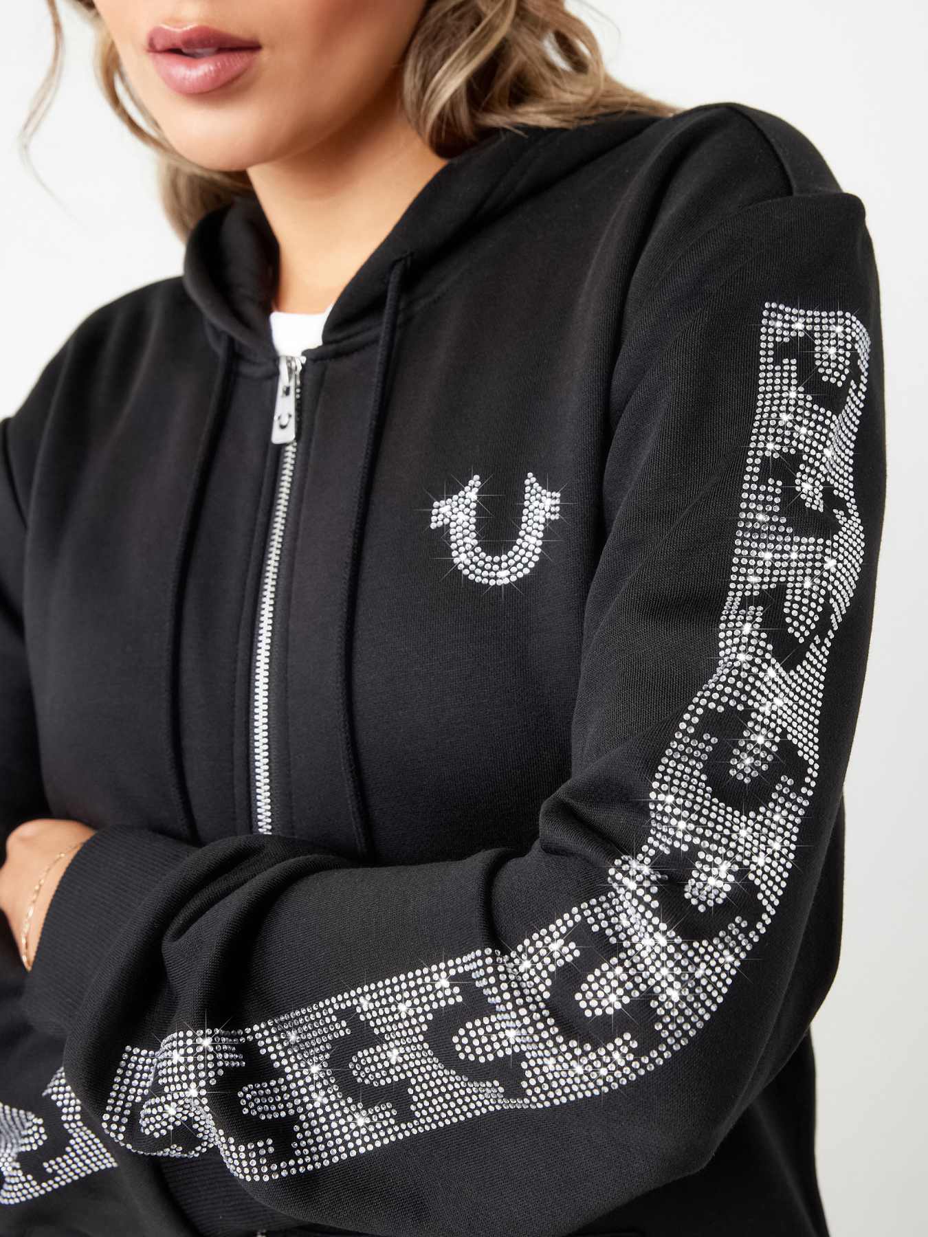 CRYSTAL HORSESHOE BOYFRIEND ZIP HOODIE