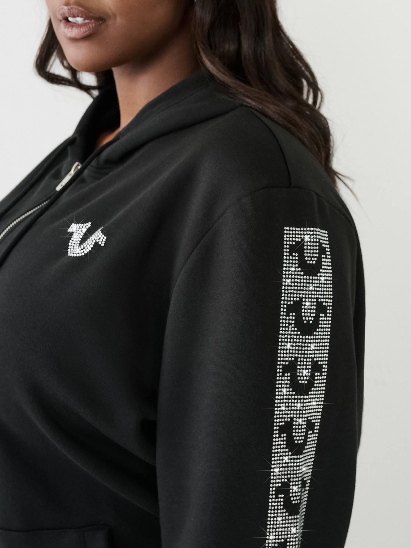 CRYSTAL HORSESHOE BOYFRIEND ZIP HOODIE