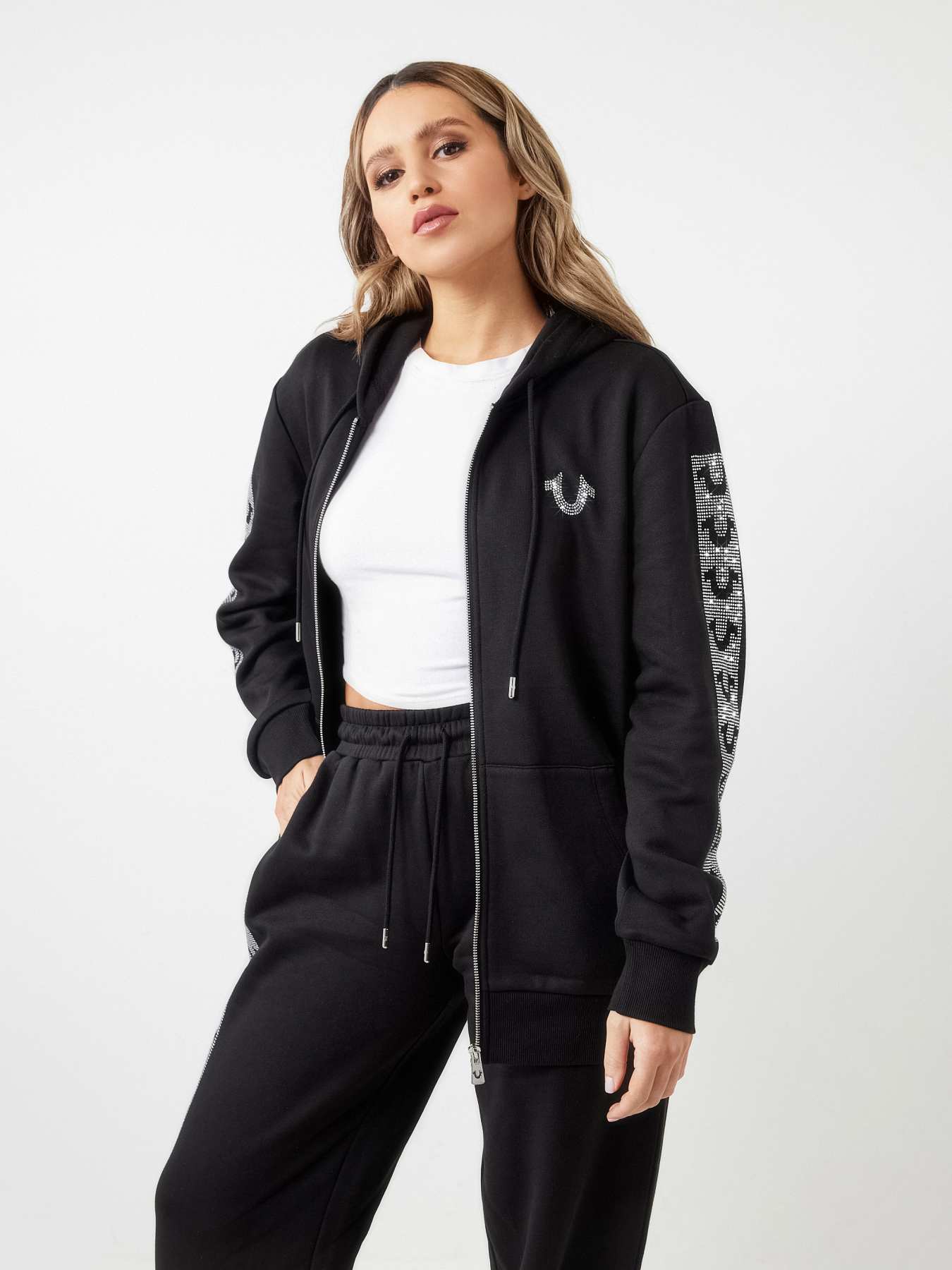 CRYSTAL HORSESHOE BOYFRIEND ZIP HOODIE