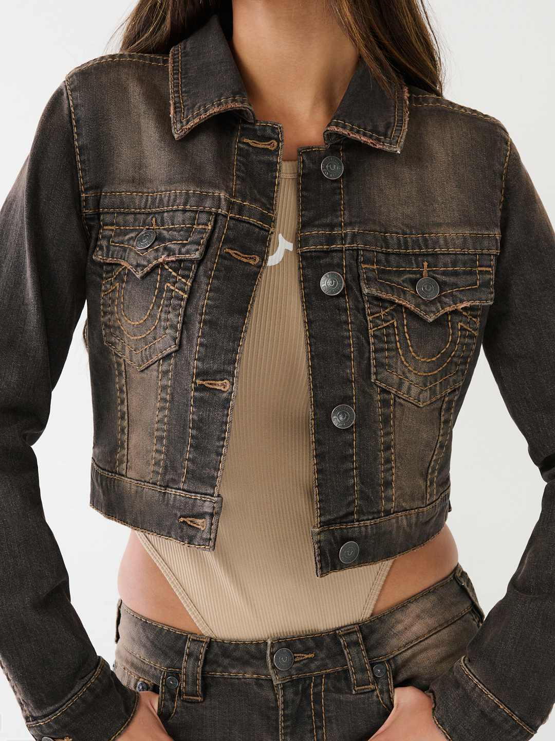 Cropped denim jacket - Women