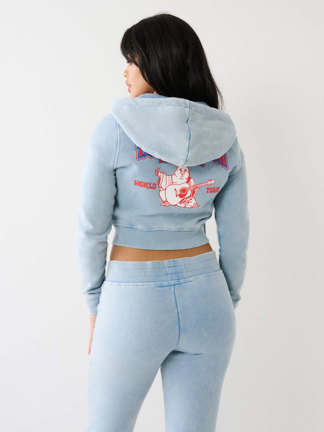 BIG T LOGO ZIP CROP HOODIE