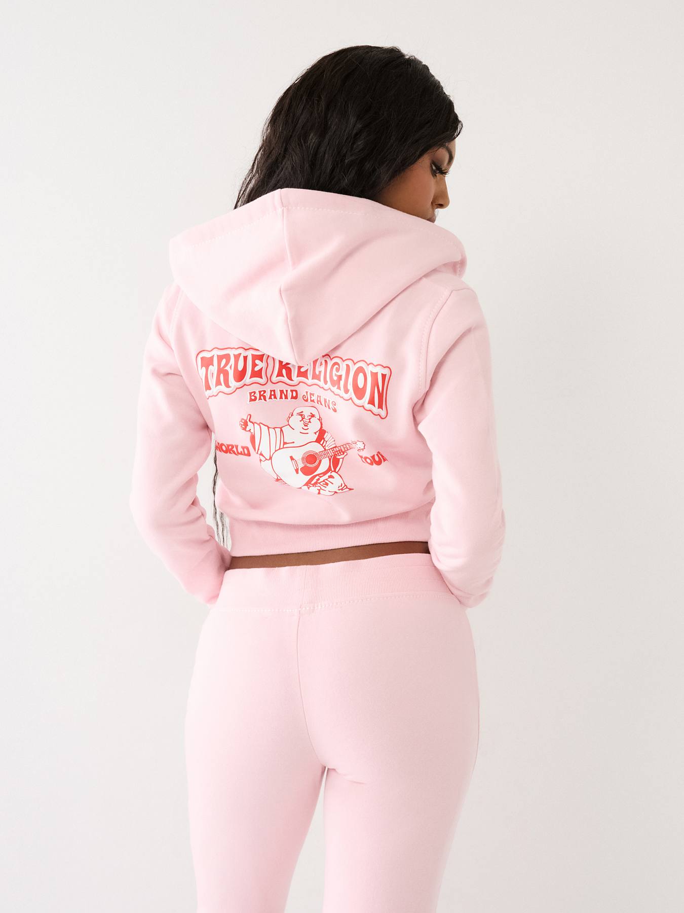 True Religion Big T Logo Zip Crop Hoodie