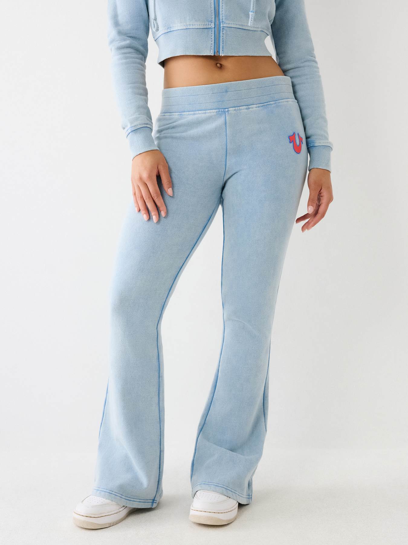 Mid Rise Velour Flare Sweatpants