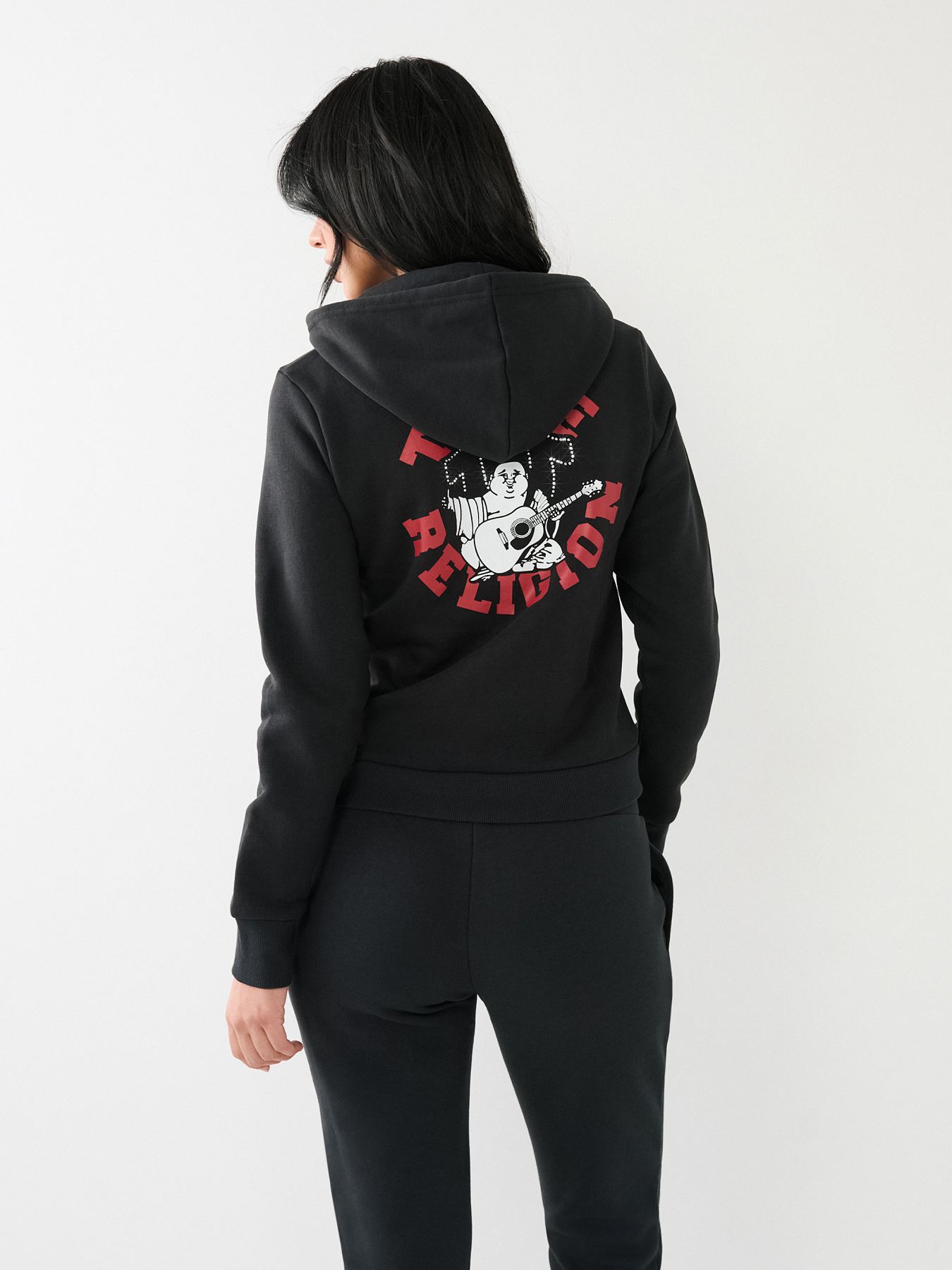 CRYSTAL HORSESHOE LOGO ZIP HOODIE - Black | True Religion
