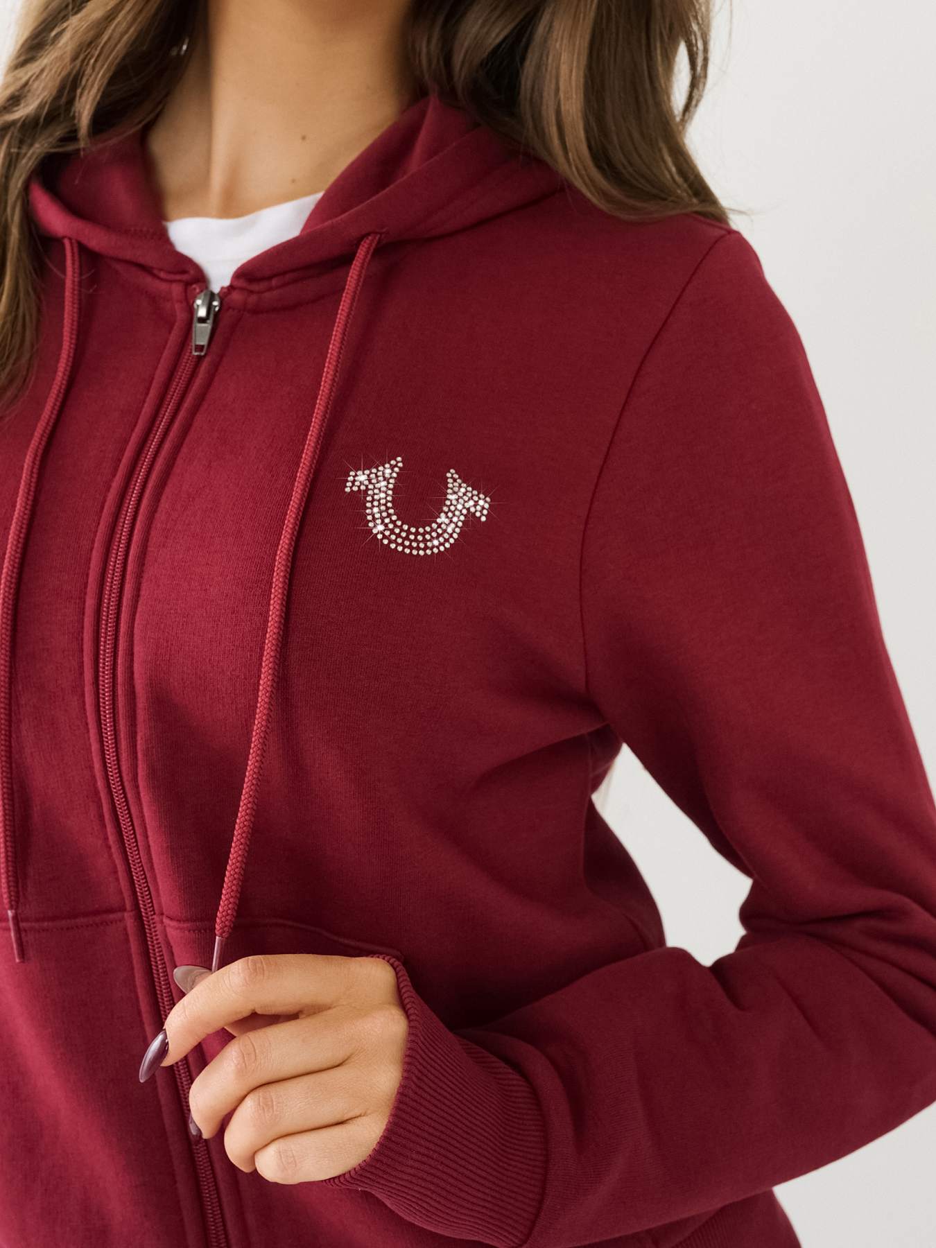 CRYSTAL HORSESHOE LOGO ZIP HOODIE