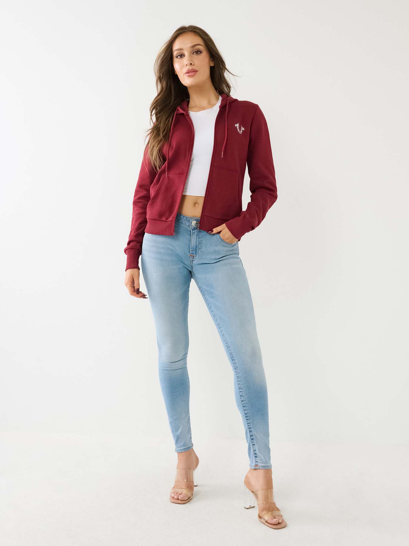 CRYSTAL HORSESHOE LOGO ZIP HOODIE