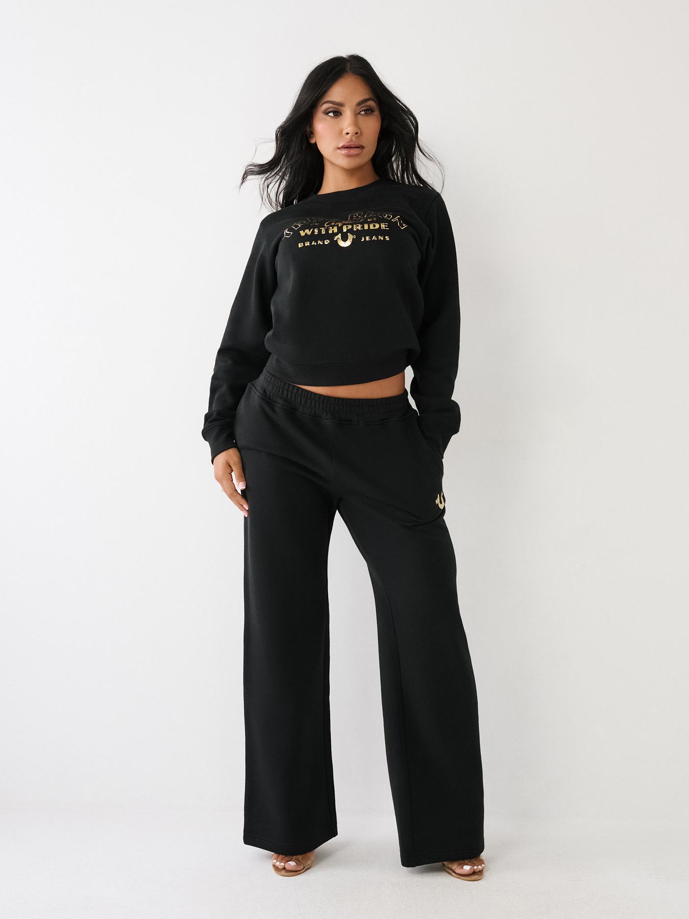 Theia Joggers, Relaxed Leg Jersey Joggers, Ebony