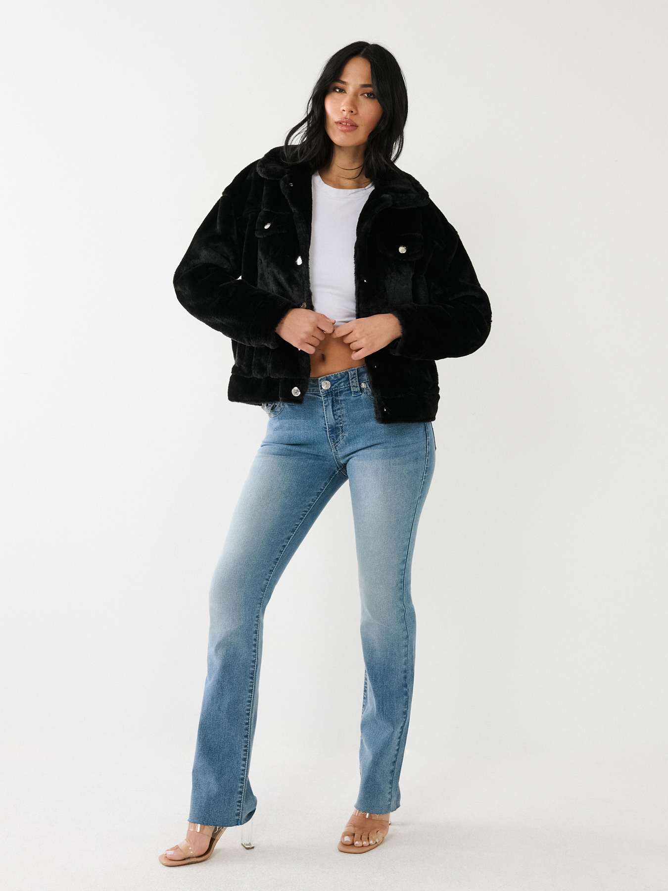 FAUX FUR TRUCKER JACKET