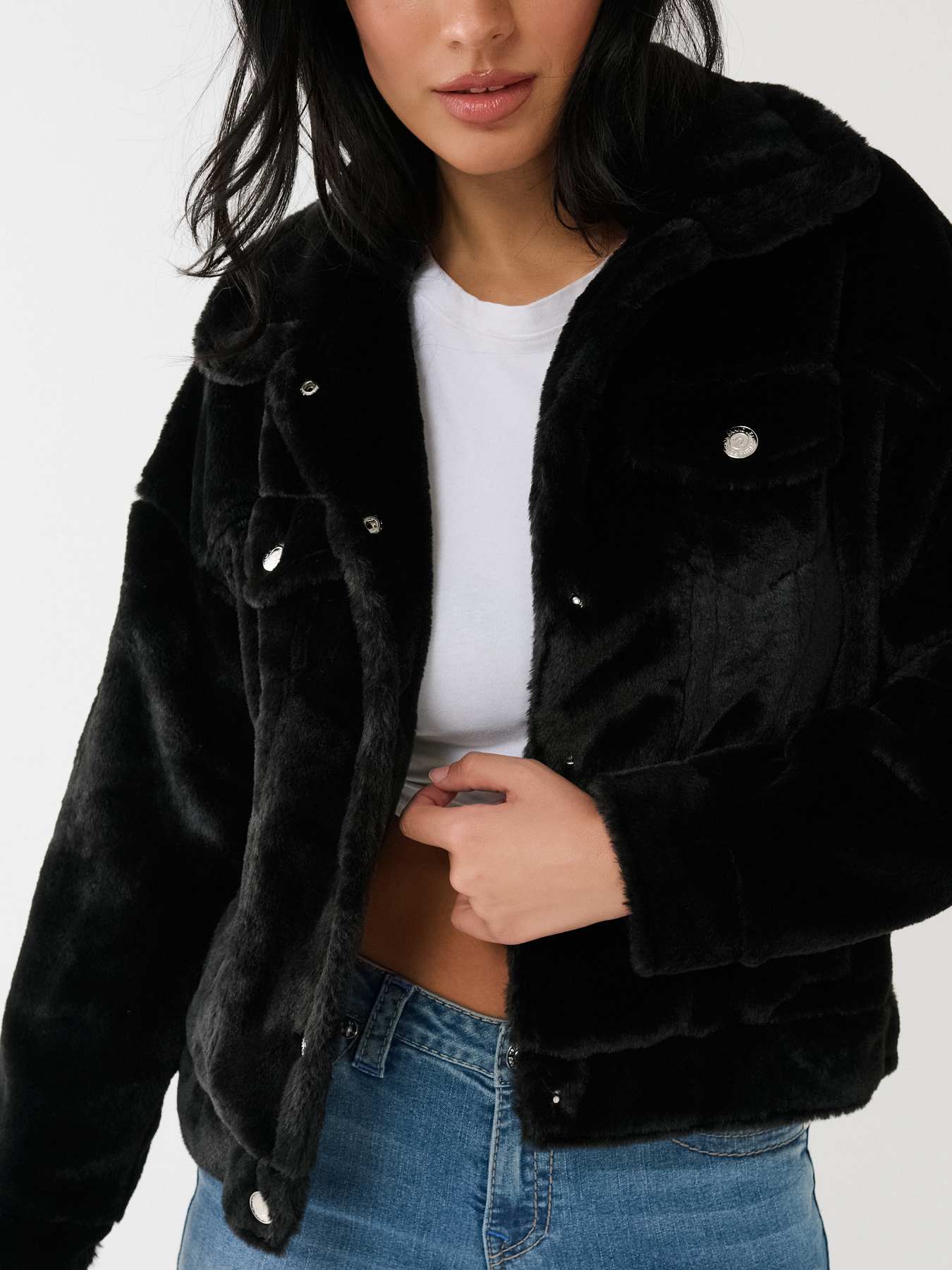 FAUX FUR TRUCKER JACKET