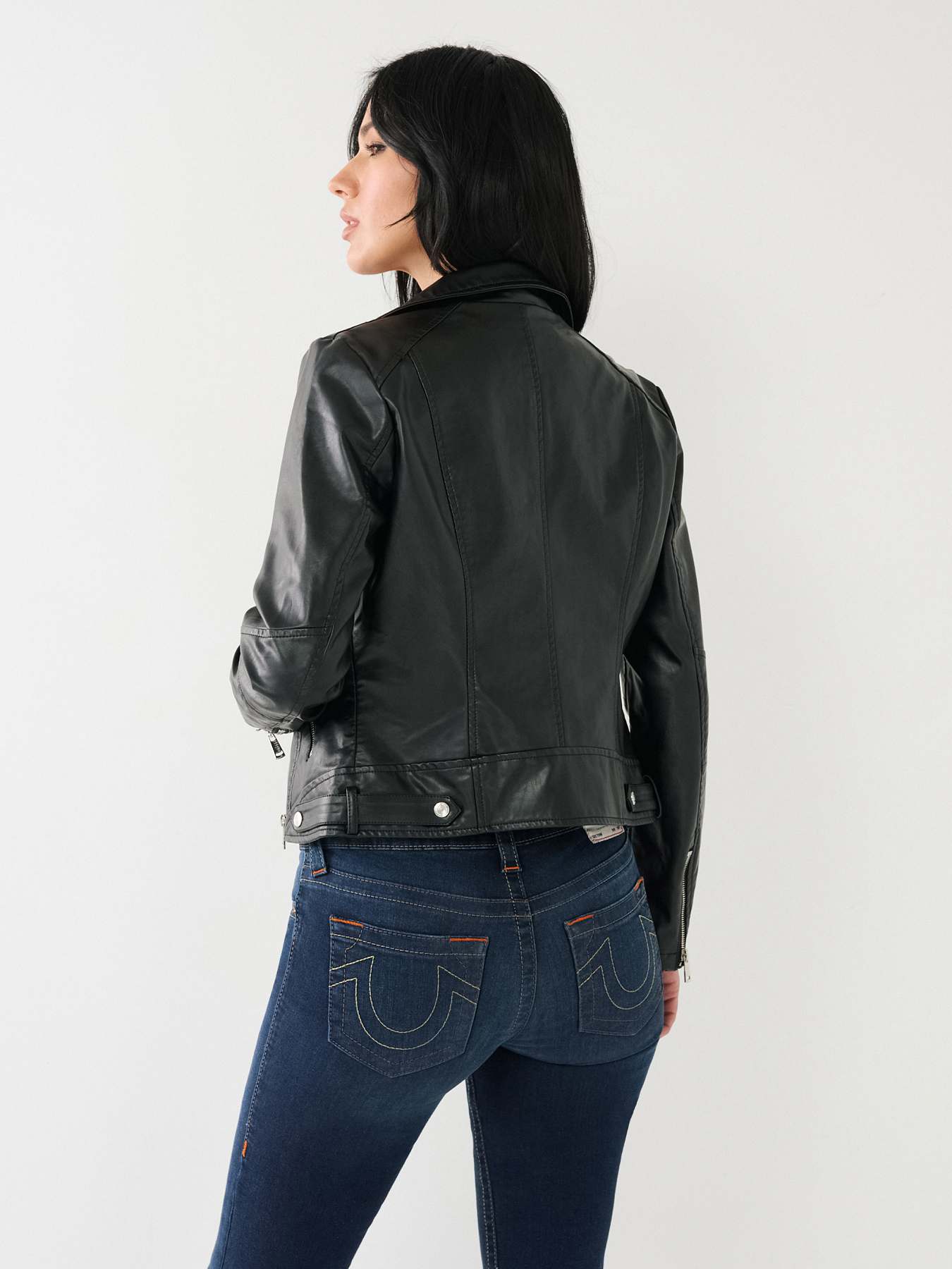 Faux Leather Camo Moto Jacket