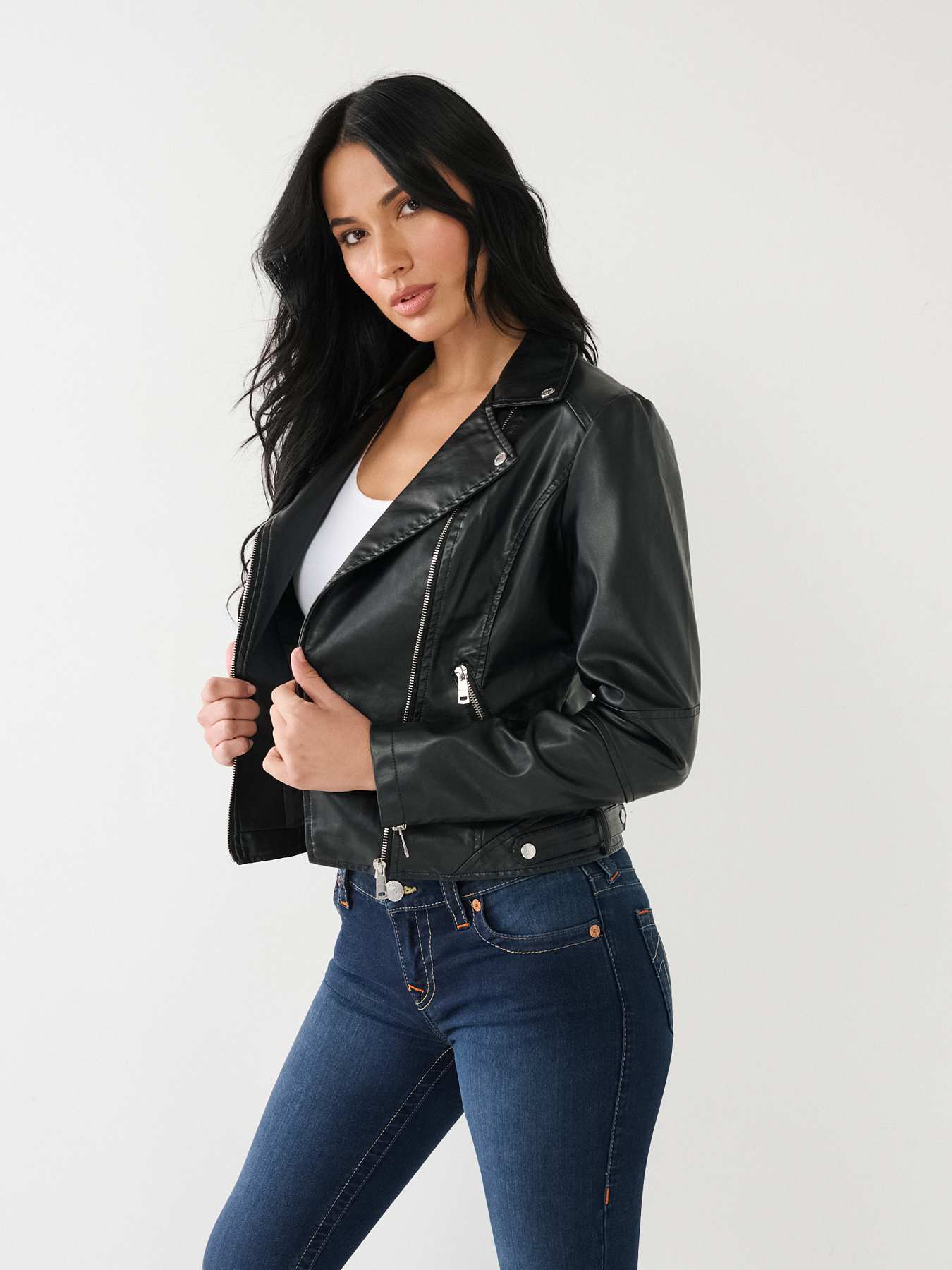 FAUX LEATHER MOTO JACKET