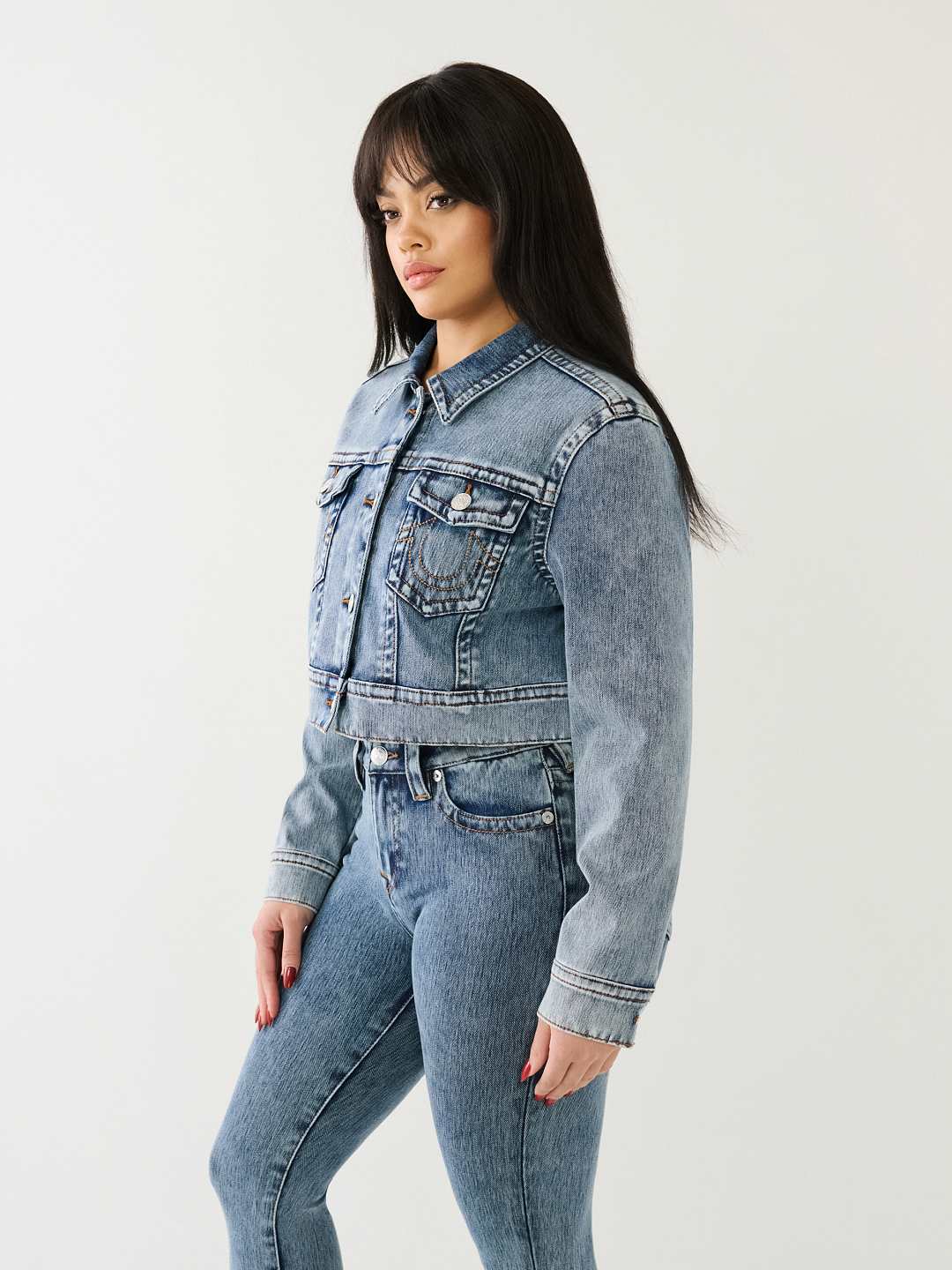 JIMMY CROP TERRY DENIM JACKET
