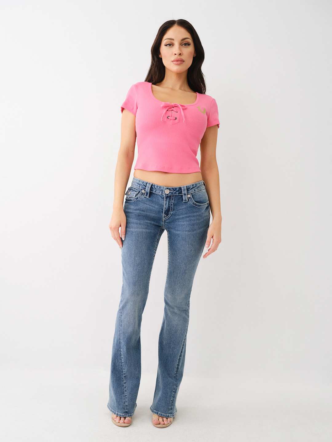 GLITTER HORSESHOE LACE UP TEE, image 4