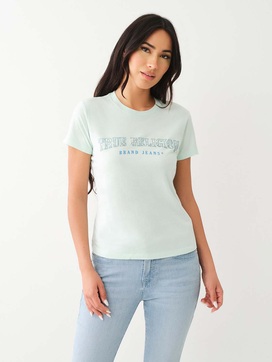 sky blue true religion shirt