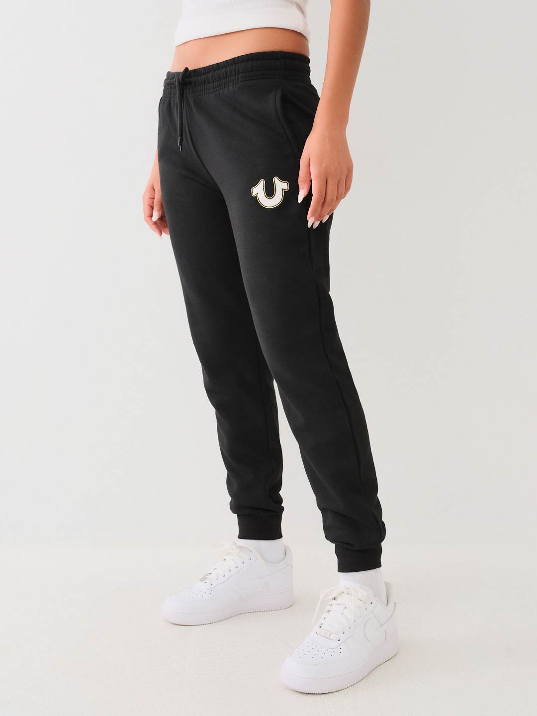 True Religion Black Metallic online Horseshoe Jogger.