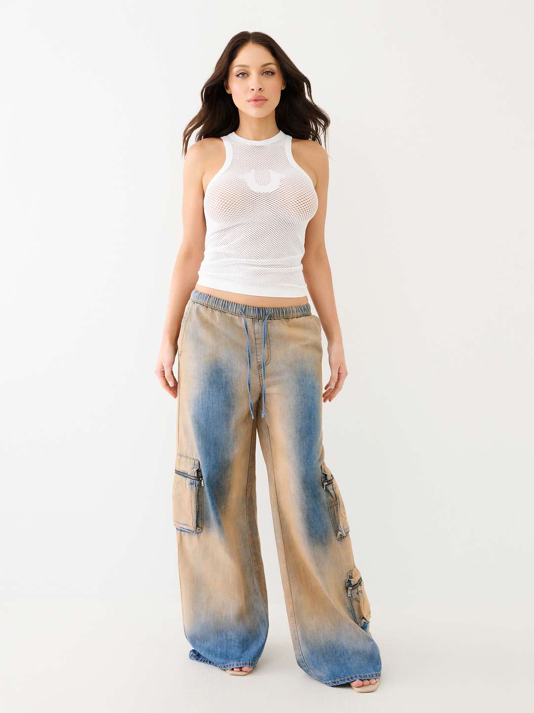 JESSIE VINTAGE WASH BAGGY CARGO JEAN - Medium Vintage | True