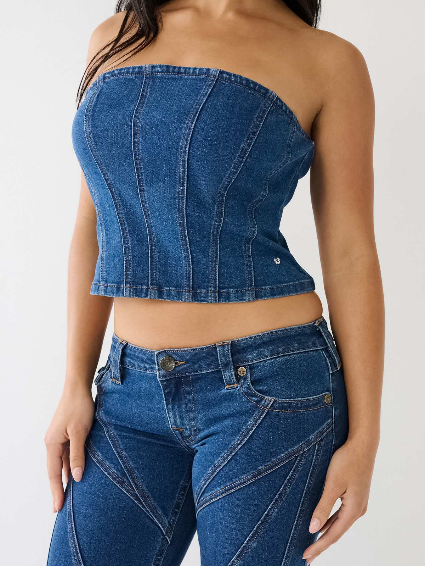 SEAMING DENIM BUSTIER