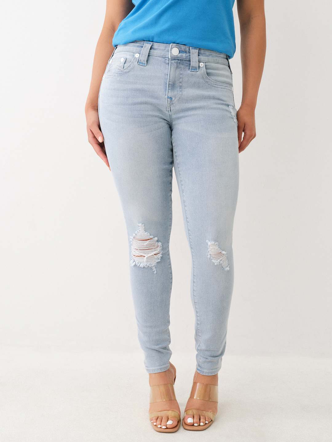 JENNIE DISTRESSED MID RISE SKINNY JEAN, image 1